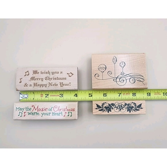 Wooden Ships Other - Lot of 4 Christmas Holiday Music Lovers Wooden‎ Rubber Ink Stamps Card Envelope